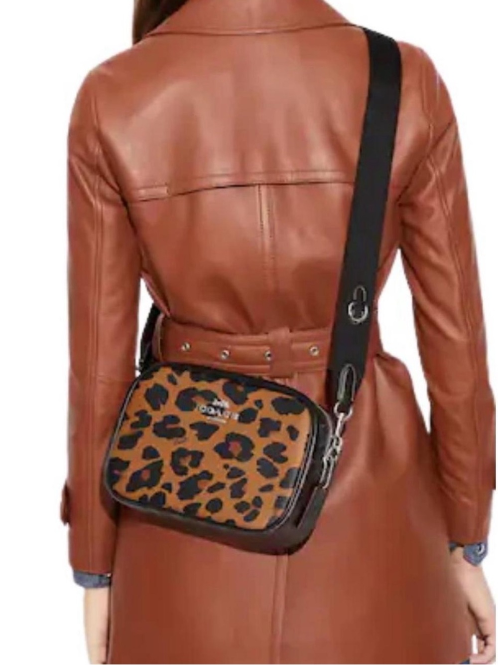 Coach Jamie Leopard Print Crossbody Camera Bag